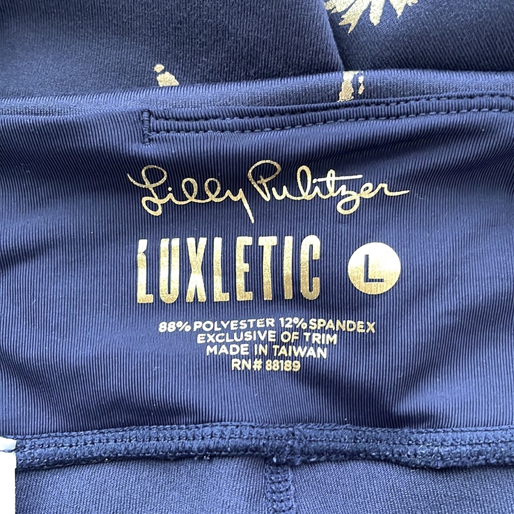 Lilly Pulitzer Navy Leggings with Gold Palm Print - Picture 10 of 16
